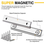 Strong Neodymium Rectangular Pot Magnets with Counter Bore, 70LBS(25 KG) Pulling Force Countersunk Hole Magnets with Mounting Screws - 60x13.5x5mm, Pack of 12
