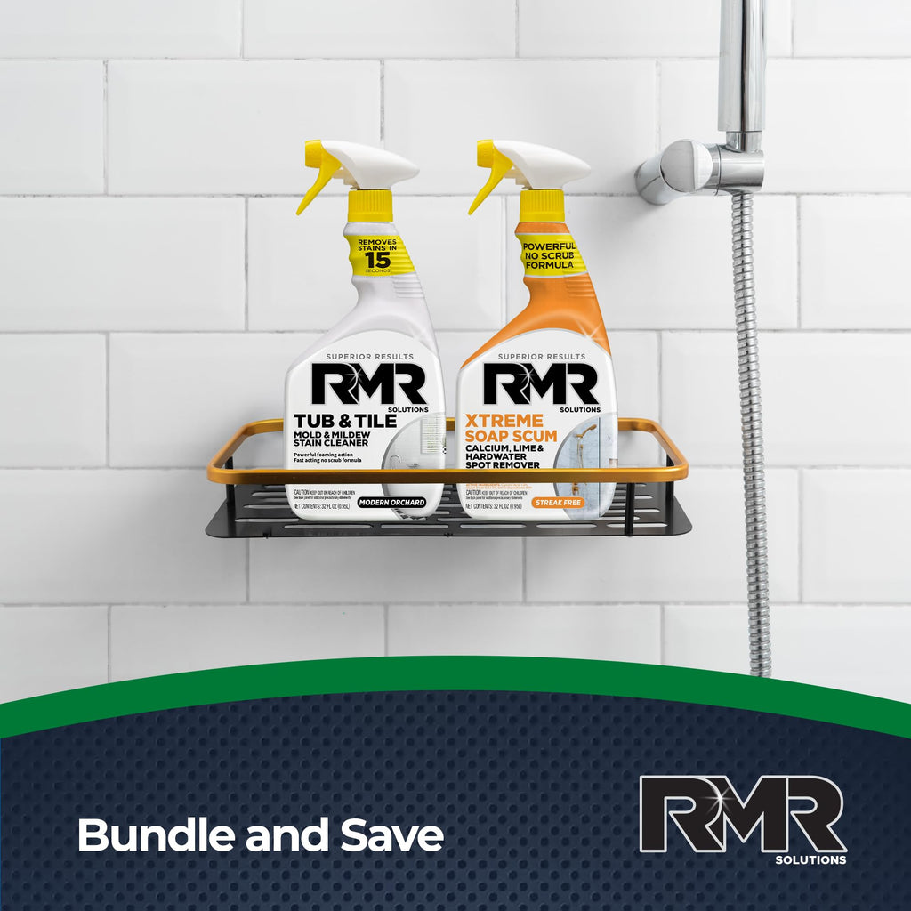 RMR Bathroom Breakthrough Bundle – Tub & Tile Cleaner + Xtreme Soap Scum Remover, 2-Step Deep Clean System for Shower, Tub, Tile, Grout, & Glass Buildup, Stains, & Grime, 2–32 Oz Bottles