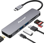 Hiearcool 7-in-1 USB C Hub, USB C Dongle Compatible for MacBook, Space Gray