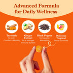 BeLive Turmeric Gummies - Curcumin with Black Pepper & Ginger Extract - 500 mg of Turmeric and Ginger Supplement for Immune Support, Healthy Skin, and Mobility - Tropical Flavor | 60 Count