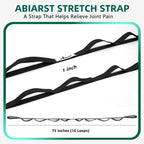 Abiarst Stretching Strap Yoga Straps for Physical Therapy, 10 Loops Non-Elastic Stretch Band for Pilates, Flexibility, Exercise and Gymnastics (2-Pack (Black+Back))