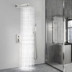 Aolemi Shower Faucet Set Rain Shower System with Handheld Spray Bathroom Shower Combo Rough-in Valve and Shower Trim Kit Included Brushed Nickel 16 Inch Wall Mount Shower Head