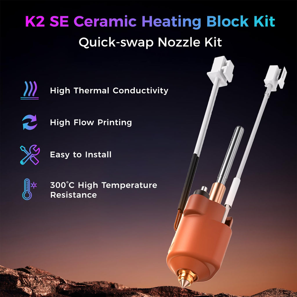 Creality Official K2 SE Ceramic Heating Block Hotend Kit, 300°C High Temperature Resistant and 600mm/s High-Speed Printing Hotend kit, Unicorn Quick Swap Nozzle Kit for Creality K2 SE 3D Printers