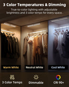 EZVALO 13-inch Motion Sensor Closet Lights, 1800mAh Rechargeable Battery Lights with Rotatable Sensor, Glare-Free, 3 Color Temps & Dimmable Cabinet Lights for Closet, Pantry, Wardrobe - 2 Pack