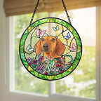 Custom Dog Portrait Stained Glass Window Hanging Light Catcher, Pet Memorial Stained Glass Photo, Dog Memorial Gift Pet Loss Sympathy Gift