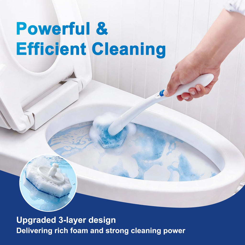 Akopryc 60pcs Toilet Cleaner Refill Pads for Clorox Wand, Upgrade 3-Layer Toilet Scrubber Refills, Won't Fall Apart, Powerful Foam, Safe On Porcelain, Bathroom Cleaning Essentials