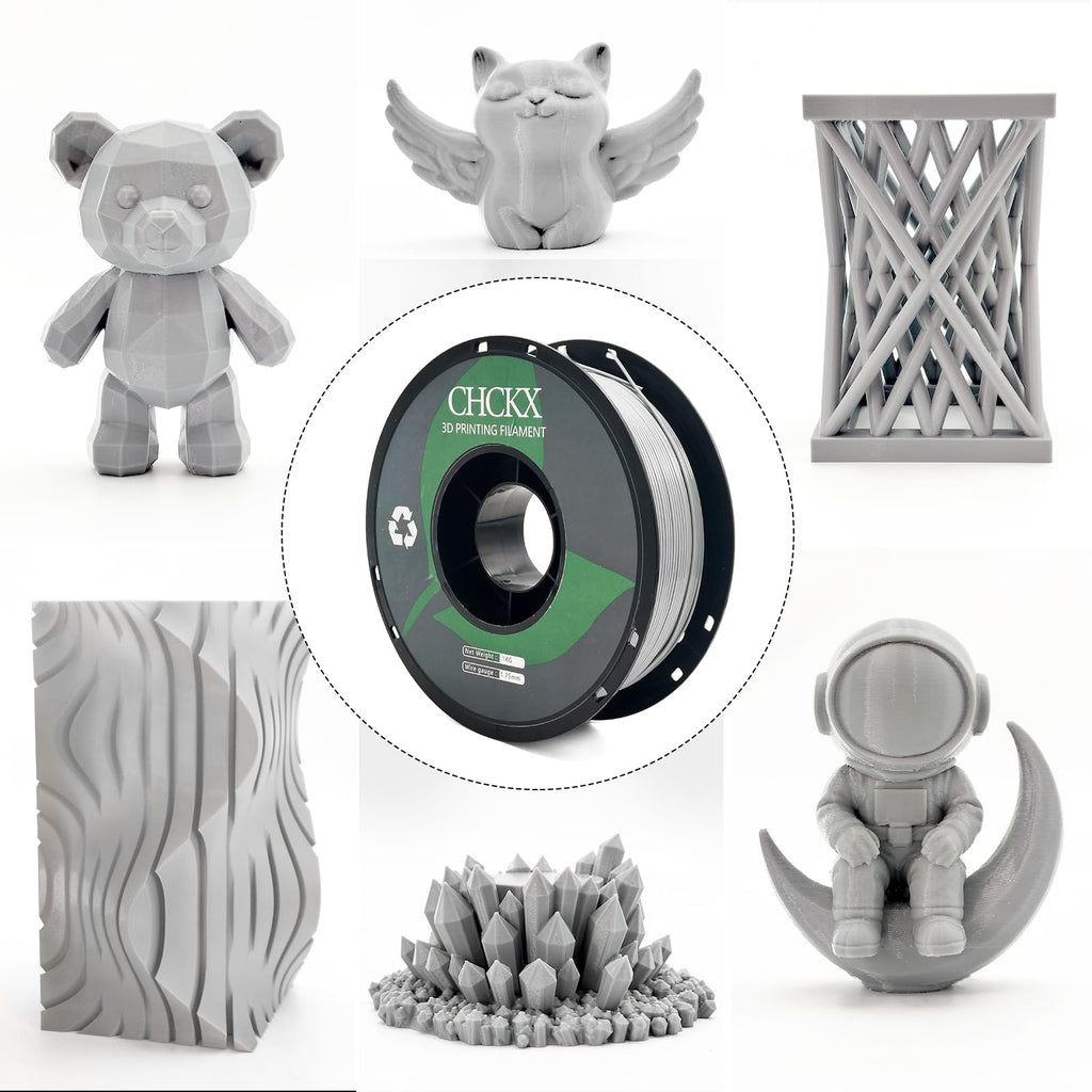 CHCKX PETG 3D Printer Filament Bundle, 10Rolls,Dimensional Accuracy +/- 0.03 mm, 1kg Spool(2.2lbs), 1.75 mm Fit for Most 3D Printers,Black+White+Grey+Red+Green+Blue+Purple+Skin+Silver+Yellow