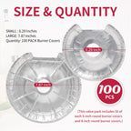 COZZIVITA Round Electric Stove Burner Covers - Thicker Aluminum Foil Burner Liners - Disposable Stove Top Protector, 100 Pack (50 * 6 Inch and 50 * 8 Inch)