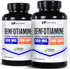 Healthfare Benfotiamine 300mg | 200 Capsules | Fat Soluble Thiamine Vitamin B1 | Supports Overall Health | Non-GMO | Gluten Free (2-Pack)