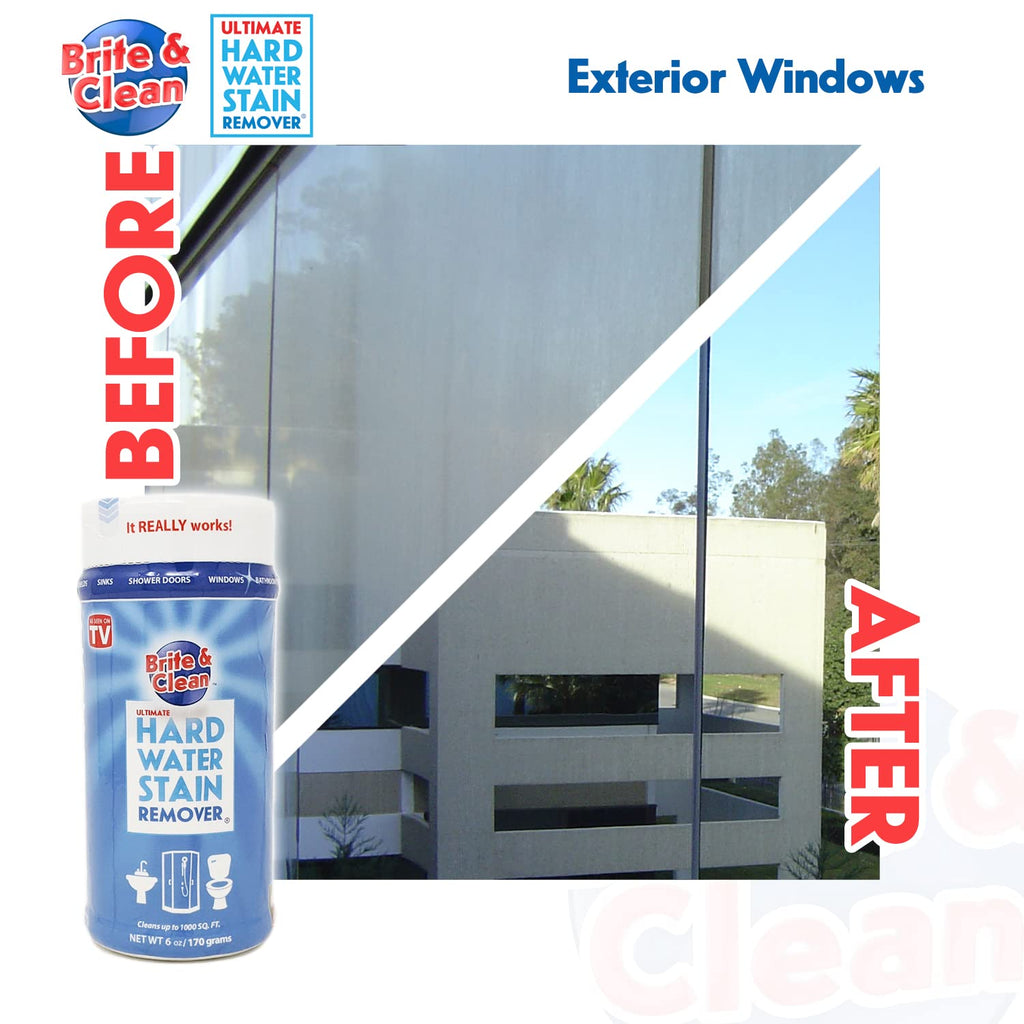 Brite & Clean® (Bright & Clean) Ultimate Hard Water Stain Remover® for Glass, Shower Doors & Windows – Removes Mineral Deposits from Granite, Porcelain, Tile, Stainless Steel & Chrome