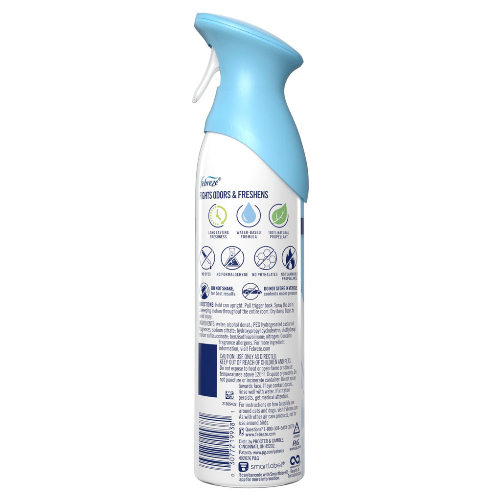 Febreze Air Mist, Air Freshener Spray, Odor Fighting Room Spray, Deodorizer for Home Bathroom Kitchen Office Apartment Dorm Room Classroom, Linen & Sky Scent, 8.1oz (Pack of 6)