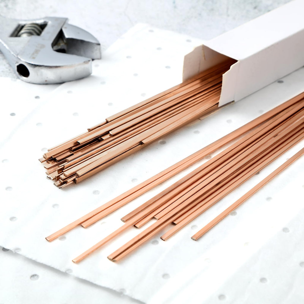 Tandefio 7.5% Silver Brazing Rods AWS BCUP-4 40 Sticks, Silver Solder Flat Welding Rods 0.050"x1/8"x10" for Air Conditioning, Refrigerator, Cold Storage & HVAC Units, Phos Copper Brazing Alloys