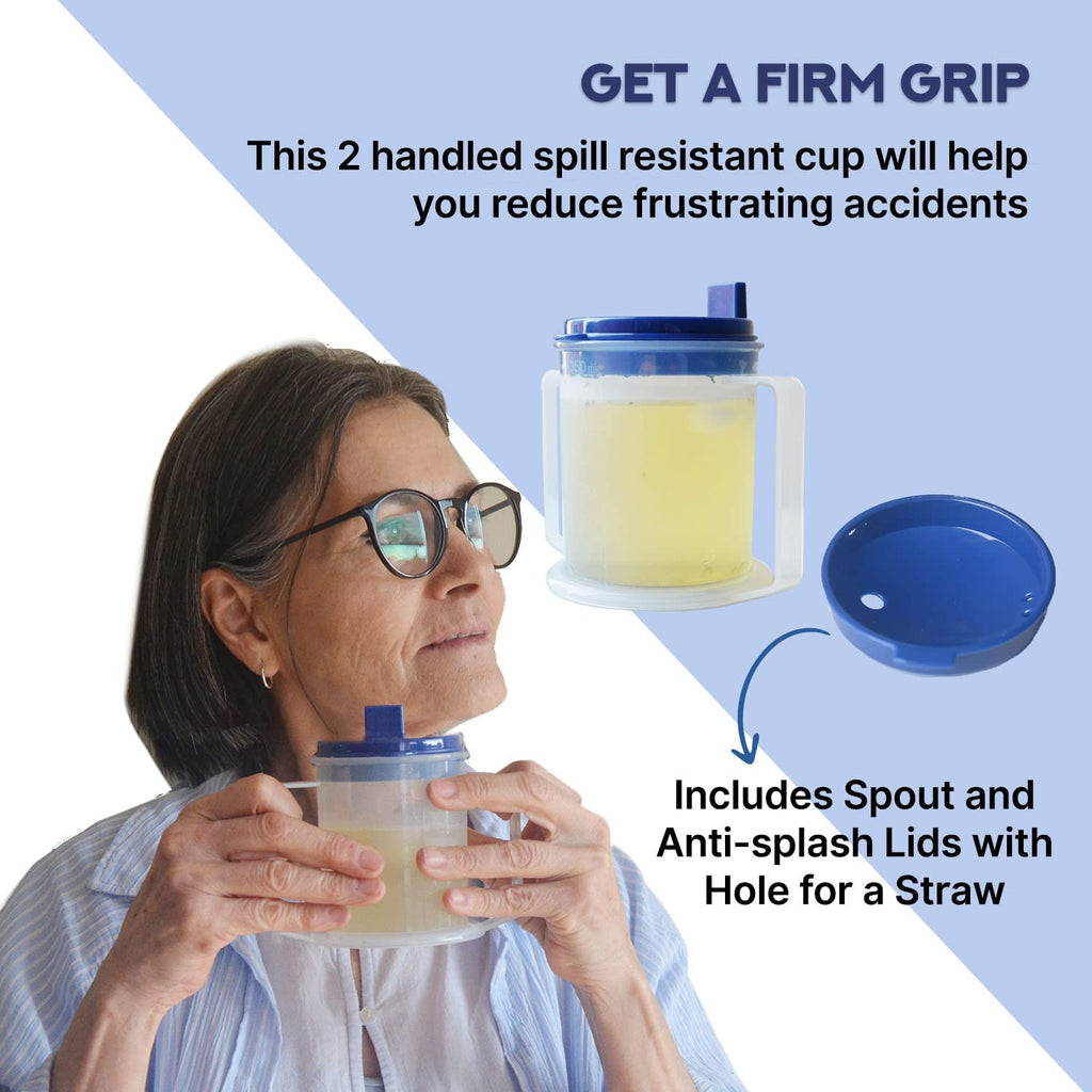 ADAPTIVE UTENSILS Adult sippy cups for elderly spill proof with straw Adult sippy cup for elderly spill proof | Spill proof cup | Set of 5 pcs with stainless steel straws and dishwasher