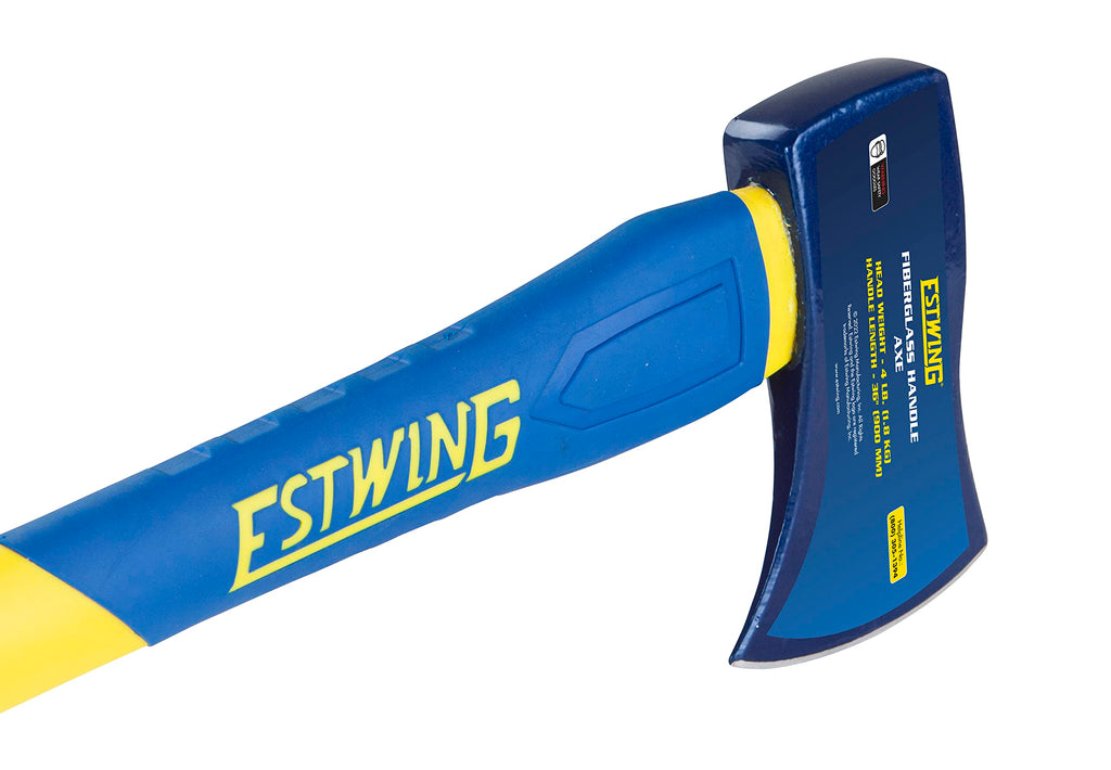 Estwing Axe, 4 lb Forged Head with 36-Inch Fiberglass Handle, Hardened up to 50-55 HRC, Suitable for Cutting, Chopping, Splitting, and Shaping Wood, Model #62441
