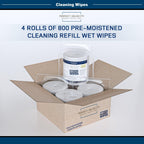 Perfect Velocity Fitness Gym Equipment Wipes - 4 Rolls of 800 Pre-Moistened Cleaning Refill Wet Wipes - For Upwards and Downwards Dispensers