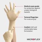 Ansell Microflex 10-754 Daily Defense Disposable Latex Gloves for Cleaning, Food Prep, First Aid - Large, Natural (Case of 1000)