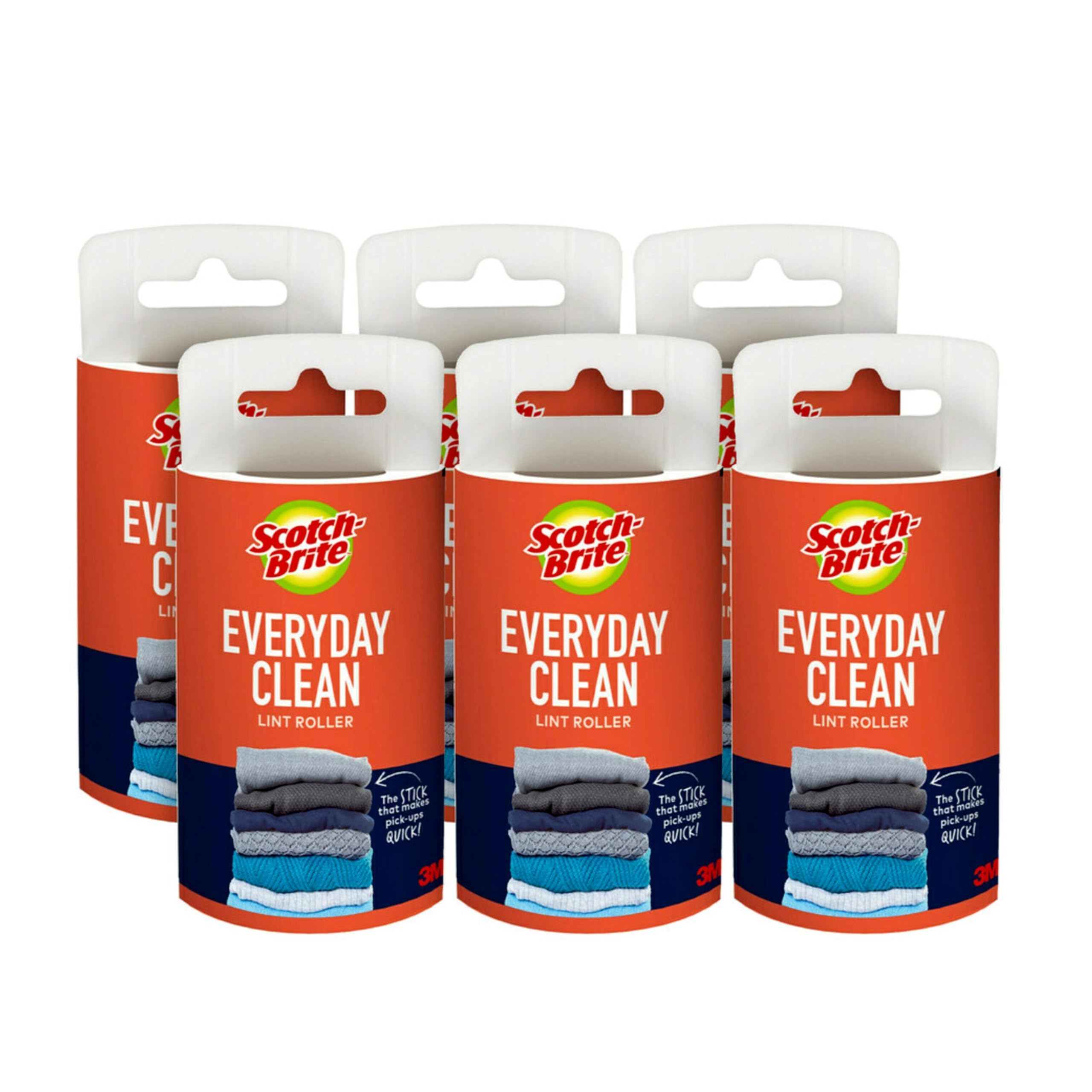 Scotch-Brite Everyday Clean Lint Roller Refills 6 Roller Refills 420 Sheets White
