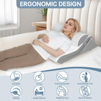 Vomiliku Wedge Pillow Headboard, Memory Foam Adjustable Bed Wedge Pillow Headboard for Acid Reflux, Snoring, Post Surgery Recovery and Back Pain Relief, Wedge Pillow for Sleep Apnea, Gray