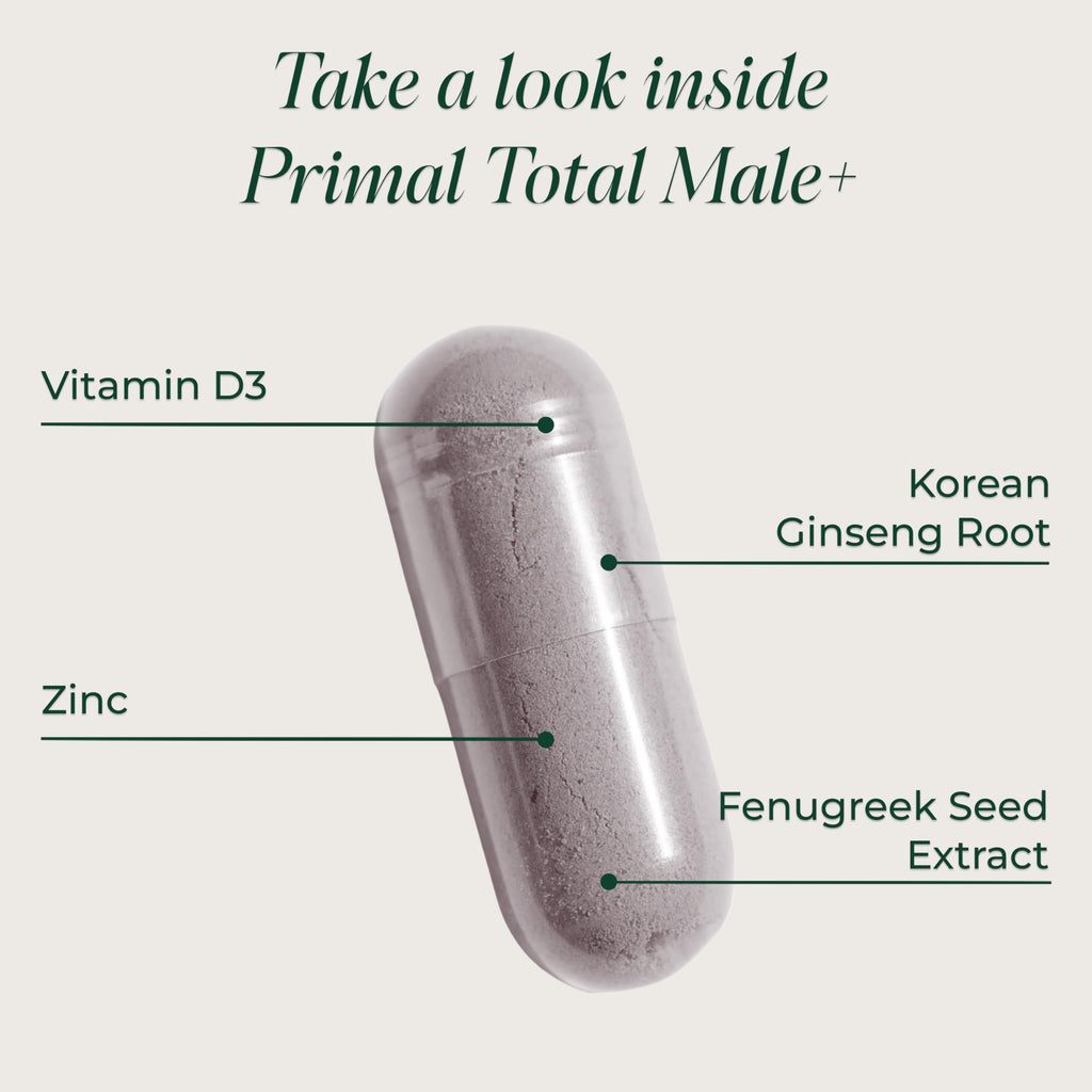 Primal Harvest Total Male+ Multivitamin for Men with Essential Vitamins, Minerals and Herbal Support for Energy, Vitality, Immune Health and Performance