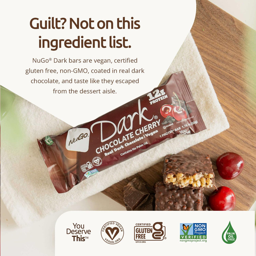 NuGo Dark Variety - Pretzel with Sea Salt 12 Bars & Peanut Butter Cup 12 Bars, 12g Protein Bar, Vegan, Gluten Free, Non-GMO, Kosher Pareve, 24 Count Variety