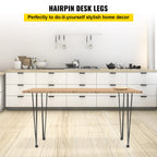 VEVOR Hairpin Table Legs 24" Black Set of 4 Desk Legs 880lbs Total Load Capacity Hairpin Desk Legs 3 Rods for Bench Desk Dining End Table Chairs Carbon Steel DIY Heavy Duty Furniture Legs