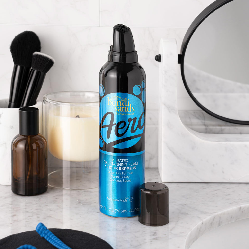 Bondi Sands Aero 1-Hour Express Self Tanning Foam | Lightweight, Coconut Tanning Foam Quickly Provides a Healthy, Flawless, Bronzed Glow | 7.61 fl oz/225 mL