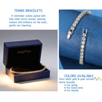 Haqptul 18K Gold/Sterling Silver Plated Tennis Bracelet for Women Men Cubic Zirconia White Gold Diamond 3mm Size 6.5-7.5 Inch
