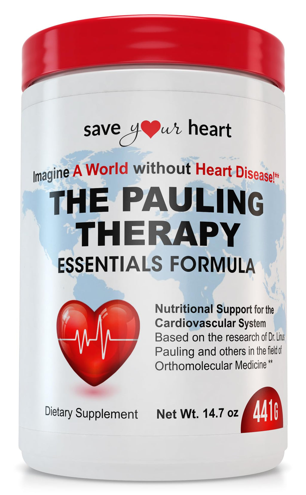 SAVE YOUR HEART Cardio Heart Health Powder Supplement - The Pauling Therapy Essentials Formula (PTEF) Healthy Vitamin C, B-12, L-Lysine, L-Arginine, Magnesium, Zinc + Vitamins, Minerals & Antioxidants