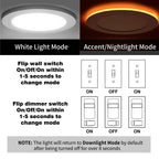Meconard 6 Pack 6 Inch 5CCT LED Recessed Lighting with Night Light, 2700K/3000K/3500K/4000K/5000K Selectable Ultra-Thin LED Recessed Ceiling Lights, 12W=110W, 1050LM, Dimmable Canless Wafer Downlight