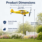 SDFRT Magic Metal Kinetic Sculpture Airplane Weathervane,Metal Wind Spinners for Yard and Garden, 3D Kinetic Wind Spinner Wind Catchers Sculpture, Airplane Weathervane (Piper J3 Cub,32 ×32 x80cm)