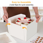 15 PCS Cake Boxes 12 Inch, 12x12x8 Tall Cake Box, 12 Inch Cake Box with Window, White Bakery Boxes, Large Baking Boxes, Cajas Para Pasteles, 12x12 Cake Boxes for Birthday, Wedding, Party, Business