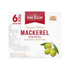 King Oscar Mackerel in Olive Oil, 4.05 oz Can, 6-Pk, Wild Caught