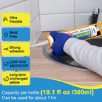 Silicone Caulk & Sealant Clear, 6 Pack - 100% Waterproof Silicone Sealant, Silicone Caulking for Kitchen and Bathroom, Toilet, Sink, Window ＆ Door Use, Shrink & Crack Proof (10.1 FL.OZ/300ml)