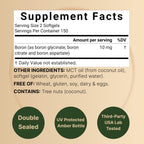 Boron 10mg, 300 Softgels with MCT Oil | High Absorption | Triple Action Boron Supplement for Men & Women | Glycinate, Citrate, & Aspartate Complex | Trace Minerals for Hormone, Bone, & Joint Support