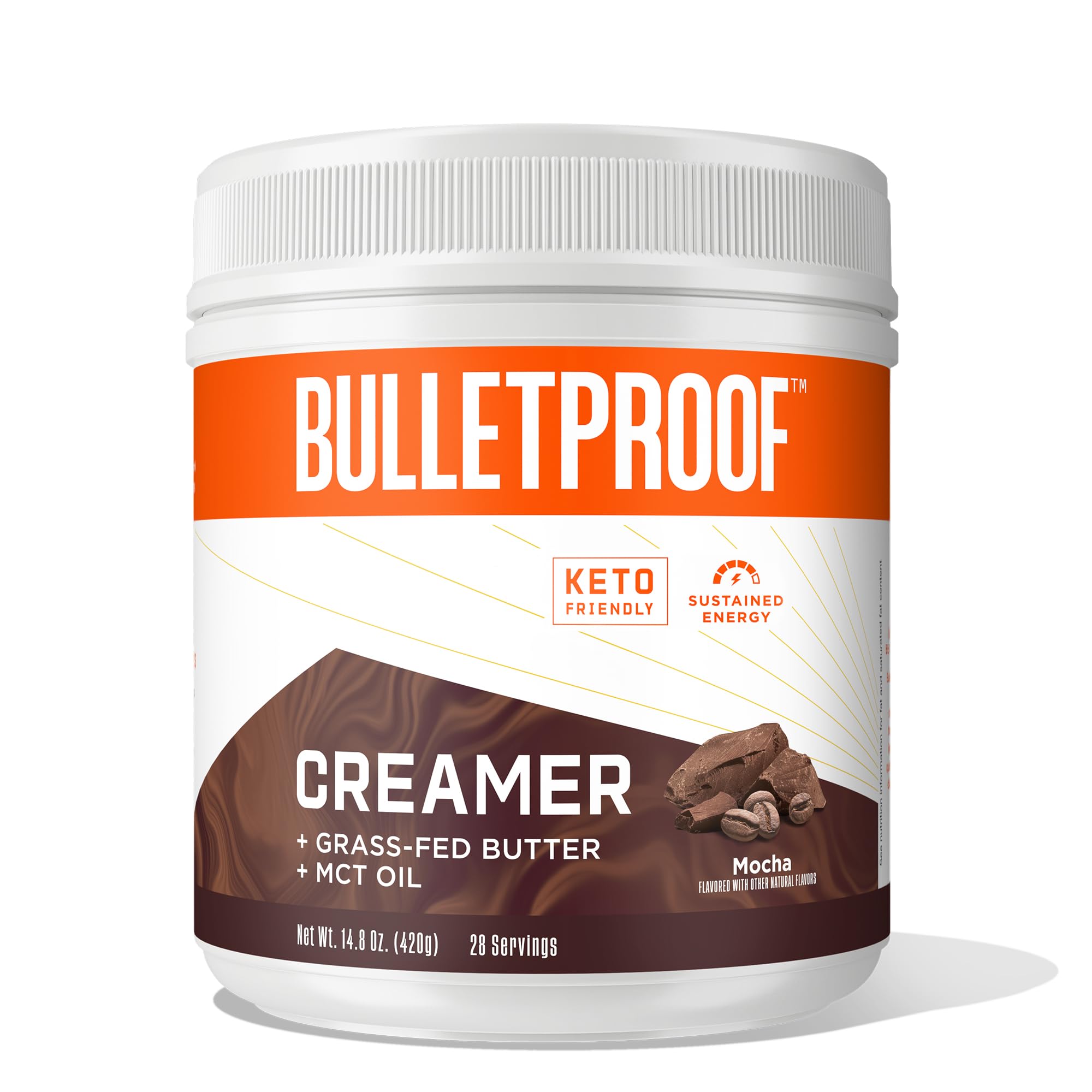 Bulletproof Mocha Creamer, 14.8 Ounces, Keto Coffee Creamer with MCT Oil, Grass-Fed Butter, and Real Cocoa, Supports Brain Function