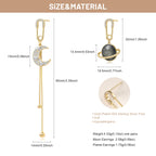 Sylph Star Earrings - Chic Dangly Earrings for Women, Moon Earrings, Star Jewelry, Celestial Earrings, Stylish Drop & Dangle Earrings, Gold Plated, Zircon