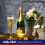 JOLLY CHEF Plastic Champagne Flutes 4.5 oz 100 Pack Gold Glitter Glasses