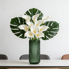 TIMEFOTO Flower Vase 7.5 inch Green Thickened Glass Vase for Bookshelf,Dinner Table,Indoor Office Desktop,Meeting Room,Bathroom,Countertop,Home Christmas Day Decoration