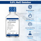 CryoKing 0.9% Normal Saline Solution, 0.1μm Filtration Sterilized Sodium Chloride Solution, Ready-to-Use Buffer for Lab Research Only, 500ml/Bottle, 2 Bottles/Case (1000ml Total)