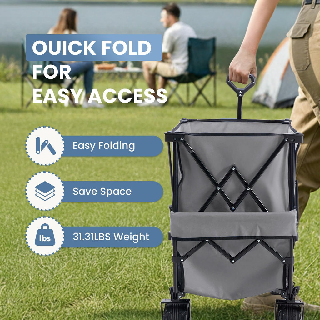 DUMOS Double Decker Wagon 440LBS, Collapsible Folding Beach Wagon 400L