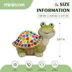 MININOVA Solar Mosaic Turtle Statues Outdoor Garden Decorations Kids Solar Light for Outside Home Decor Gifts for Kids Women Retirement Housewarming Christmas