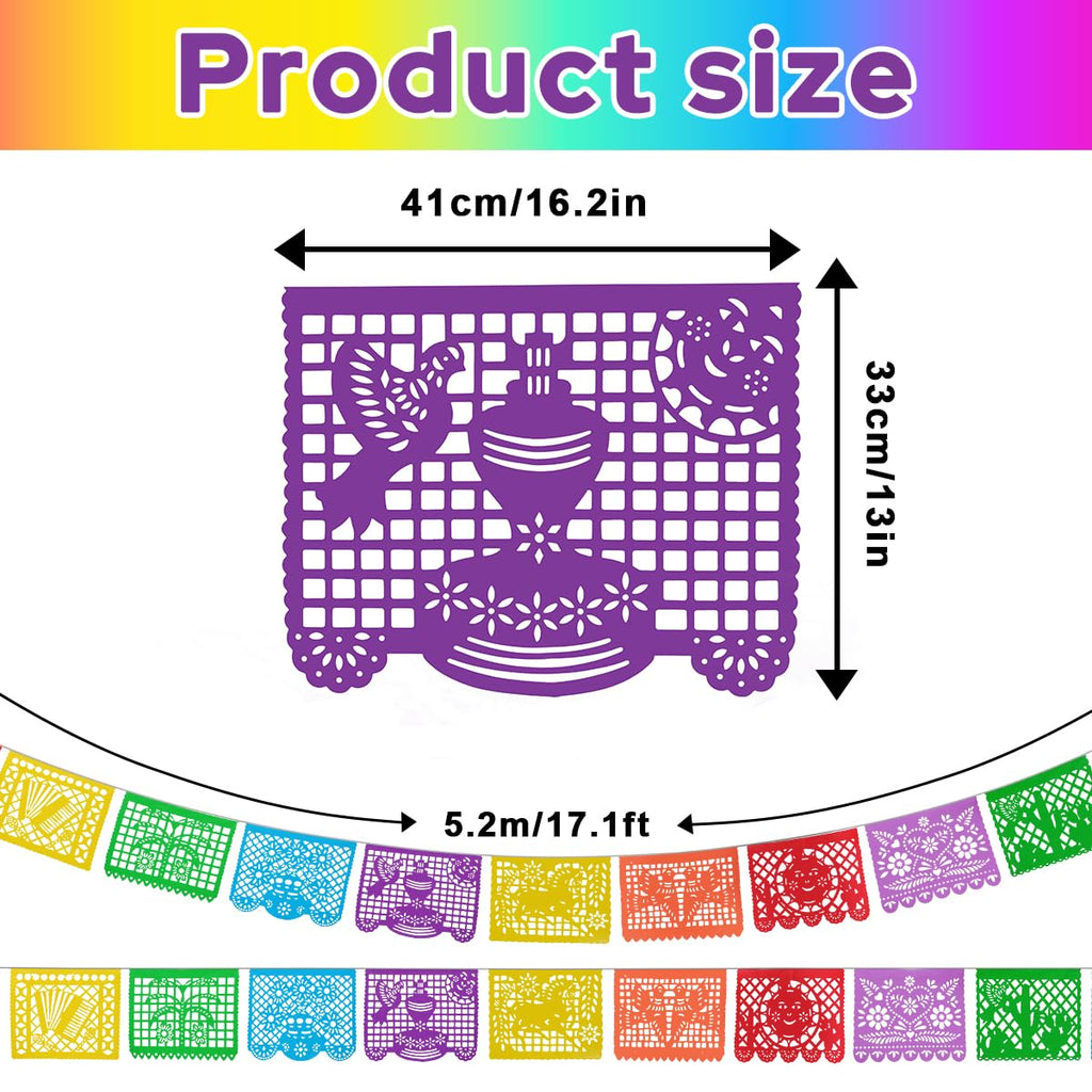 Lctevvn 6 Packs 108 Ft Fiesta Party Decorations Mexican Party Banners Papel Picado Banners Cinco De Mayo Decorations Dia De Los Muertos Decor Mexico Halloween Banner Birthday Party Decorations (6pack Banners) (6 Packs Banner)