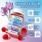 Sept Yan Saffron Gummies Kids with Magnesium L-Theanine Vitamin D3 B6 B12 Saffron for Kid Focus Mood Support Natural Saffrons Extract Supplement for Active Children Calm 60 Count Strawberry Sugar Free