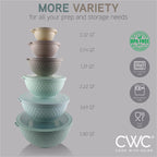 COOK WITH COLOR Mixing Bowls with Lids - 12 Piece Plastic Nesting Bowls Set includes 6 Prep Bowls and 6 Lids, Non Slip Bottom and Embossed Design - Microwave Safe (Mint)