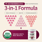Snap Supplements USDA Organic Beet Root Powder Nitric Oxide Supplements for Men & Women with Pomegranate & Red Spinach, Supports Healthy Blood Flow & Caffeine-Free Energy, Mixed Berry, 30 Servings