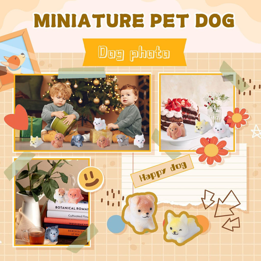 dsooldre 50 Pcs Mini Dog Figurines Miniature Resin Animals in Bulk Little Puppy Toys Dog Cake Decorations for DIY Moss Landscape Garden Ornament Birthday Party Home Decors