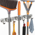CUXIXA 2 Pack Mop and Broom Holder Wall Mount, Non-slip Broom Hanger, Heavy Duty Mop Broom Organizer for Kitchen Garden Garage Laundry Room Wall Decor Organization and Storage Silver 3R4H