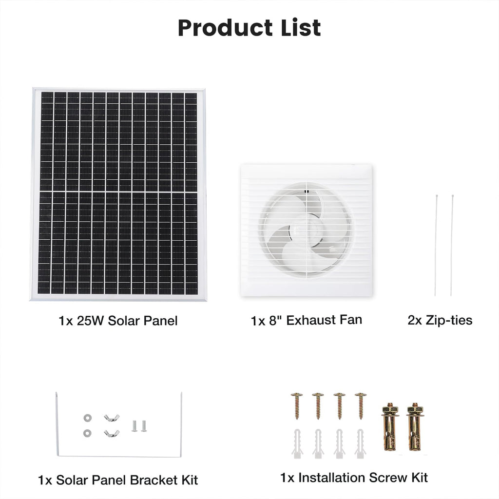 Fanspex 8" Solar Exhaust Fan for Greenhouse, Shed & Chicken Coop