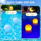 Solar Pool Chlorine Floater, Chlorines Floater with Light, Glow in Dark Chlorines Tablet Floater, Flame-Orange, 11 Inch