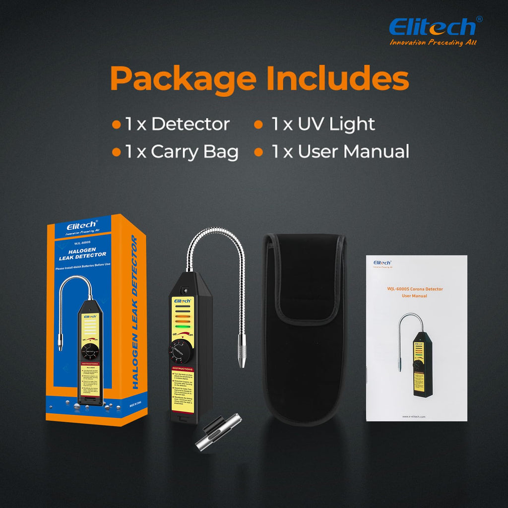 Elitech Freon Leak Detector Halogen Refrigerant Gas Leak Detector HVAC Tester AC Sniffer R22 R410A R134A 1234YF, WJL-6000S
